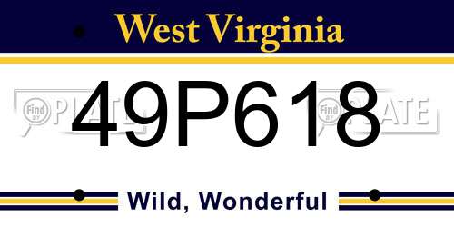 49P618 West Virginia License Plate