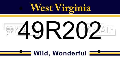 49R202 West Virginia License Plate