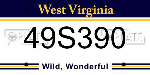 49S390 West Virginia License Plate