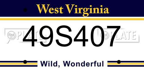 49S407 West Virginia License Plate