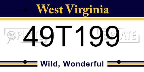 49T199 West Virginia License Plate