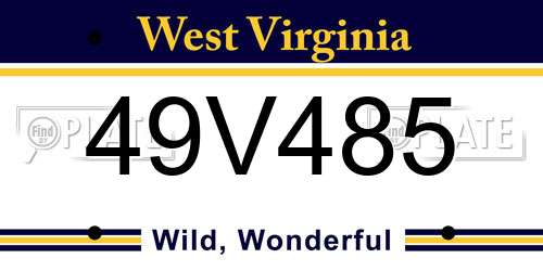49V485 West Virginia License Plate