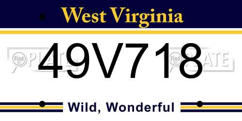 49V718 West Virginia License Plate