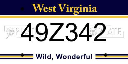 49Z342 West Virginia License Plate