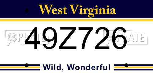 49Z726 West Virginia License Plate