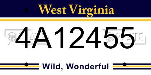 4A12455 West Virginia License Plate