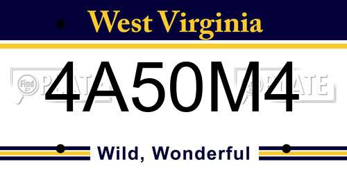 4A50M4 West Virginia License Plate