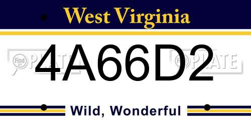 4A66D2 West Virginia License Plate