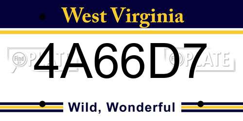 4A66D7 West Virginia License Plate