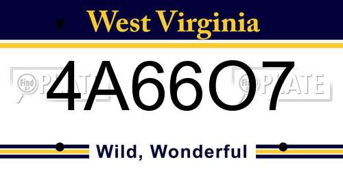 4A66O7 West Virginia License Plate