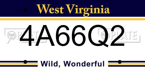 4A66Q2 West Virginia License Plate