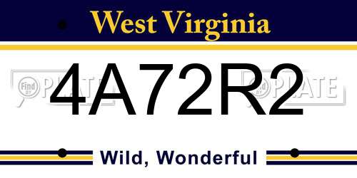 4A72R2 West Virginia License Plate