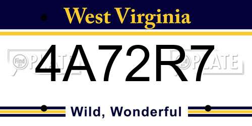 4A72R7 West Virginia License Plate