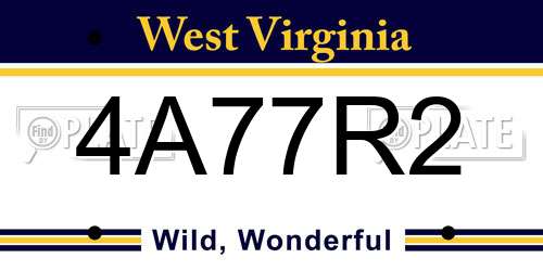 4A77R2 West Virginia License Plate