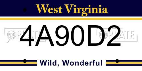 4A90D2 West Virginia License Plate