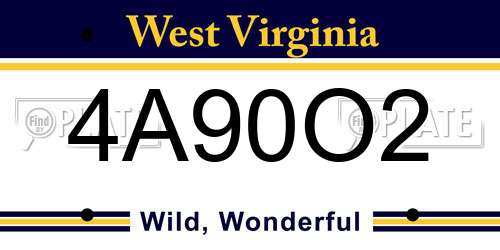 4A90O2 West Virginia License Plate