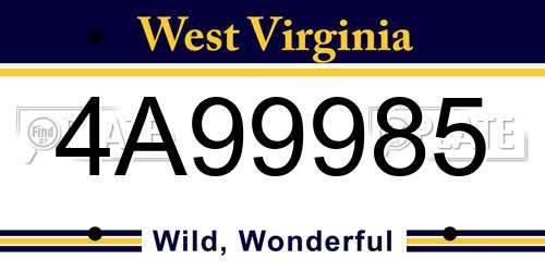 4A99985 West Virginia License Plate
