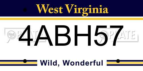 4ABH57 West Virginia License Plate