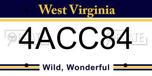 4ACC84 West Virginia License Plate