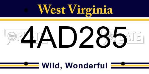 4AD285 West Virginia License Plate