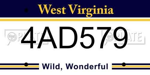 4AD579 West Virginia License Plate
