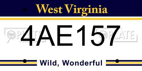 4AE157 West Virginia License Plate