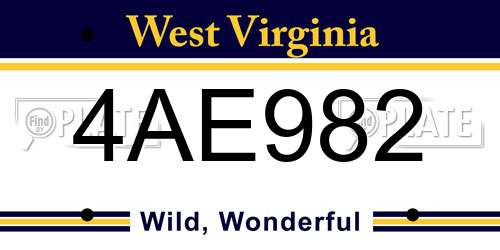 4AE982 West Virginia License Plate