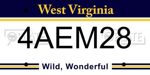 4AEM28 West Virginia License Plate