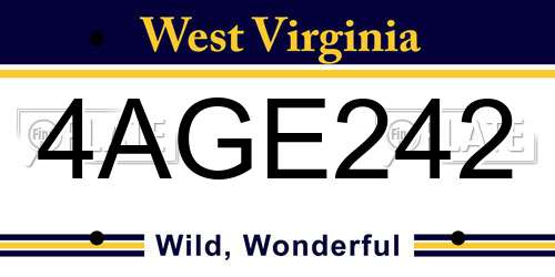 4AGE242 West Virginia License Plate