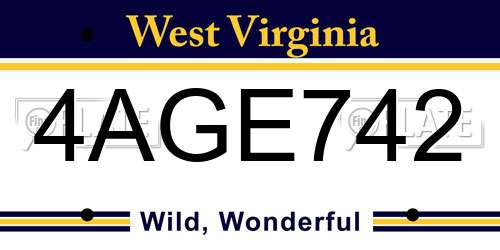 4AGE742 West Virginia License Plate
