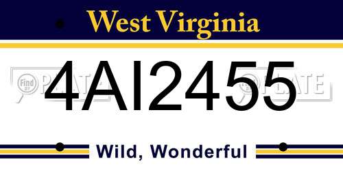 4AI2455 West Virginia License Plate