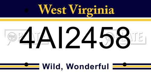 4AI2458 West Virginia License Plate