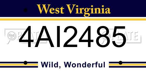 4AI2485 West Virginia License Plate