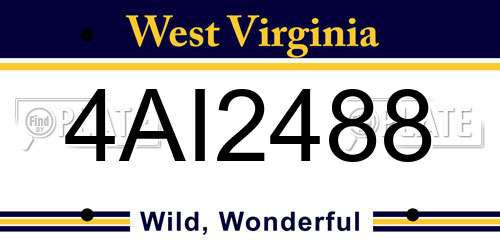 4AI2488 West Virginia License Plate