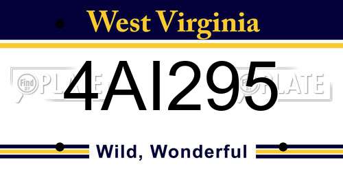 4AI295 West Virginia License Plate