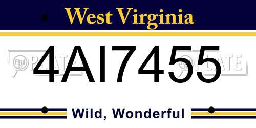4AI7455 West Virginia License Plate