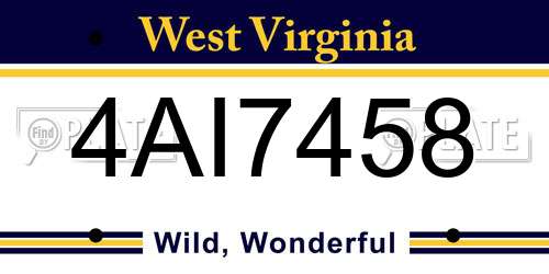 4AI7458 West Virginia License Plate