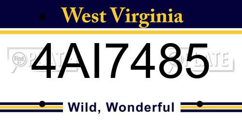 4AI7485 West Virginia License Plate