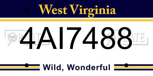 4AI7488 West Virginia License Plate