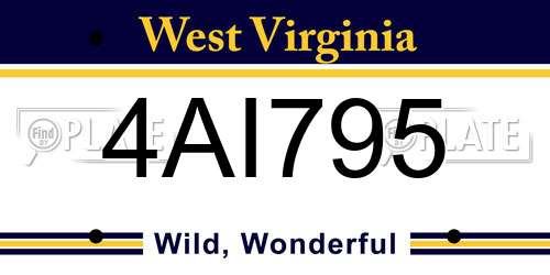 4AI795 West Virginia License Plate