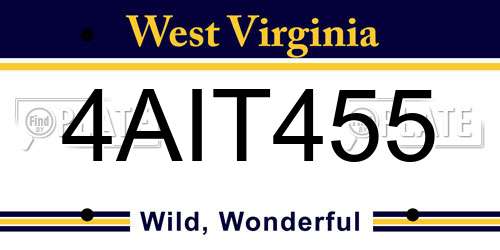 4AIT455 West Virginia License Plate
