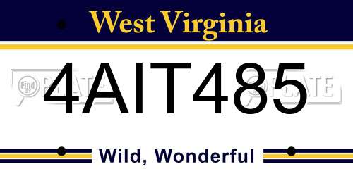 4AIT485 West Virginia License Plate