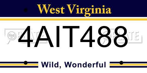 4AIT488 West Virginia License Plate