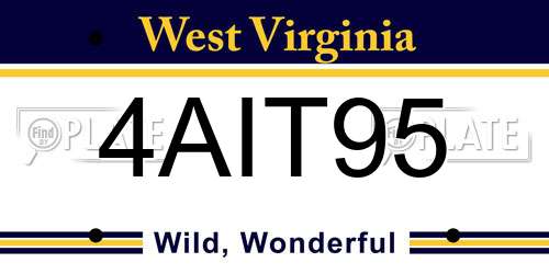 4AIT95 West Virginia License Plate