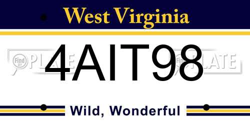 4AIT98 West Virginia License Plate