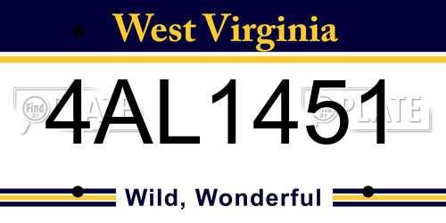 4AL1451 West Virginia License Plate