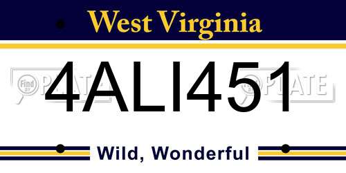 4ALI451 West Virginia License Plate