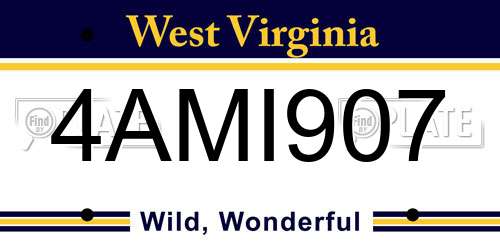4AMI907 West Virginia License Plate