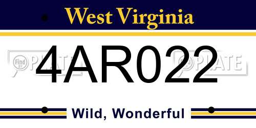 4AR022 West Virginia License Plate