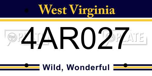 4AR027 West Virginia License Plate